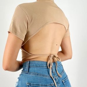 Back out crop top ( khaki) FLASH SALE